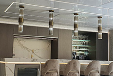 Luxury kitchen with stretch ceiling